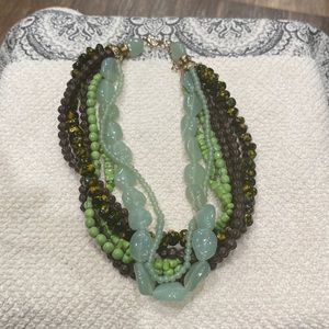 Acrylic Green Multi stands gold ton 15”